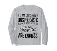 I'm Currently Unsupervised Funny Sarcastic Joke Quote Kids Maglia a Manica