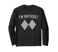 I'm Difficult Ski Sci Sciatore Snowboard Diamanti Neri Maglia a Manica