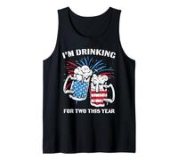 I'm Drinking for Two This Year USA Flag Beer 4th of July Canotta