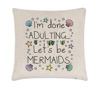 I'M Fatto Adulting Let's Essere Sirene Lino Cuscino Cover - Scherzo Divertente