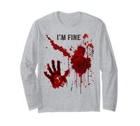 I'm Fine Bloody Shirt Blood Splatter Blood Stained Horror Maglia a Manica