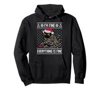 I'm fine everything is fine black cat Christmas brutto maglione Felpa con Cappuccio