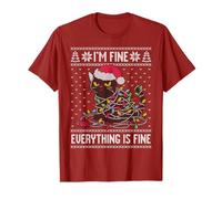 I'm fine everything is fine black cat Christmas brutto maglione Maglietta