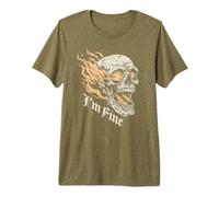 I'm Fine, Everything's Fine - Flaming Skull Maglietta Premium