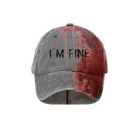 Im Fine Hat Problem Solved Cappelli di Halloween Horror Divertente Cappello Unisex Cappello Sanguinante Cappello Risolto Problemi Risolti Cappelli (Grigio, Taglia Unica)