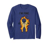 I'm Fine Humor Sarcastic On Fire Divertente Stick Man Humor Maglia a Manica