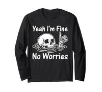 I'm Fine No Worries Scheletro Divertente Sarcastico Umorismo Maglia a Manica
