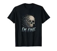 I'm Fine Scheletro Annegamento Teschio Sarcastico Meme Tristo Mietitore Maglietta