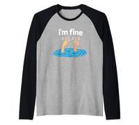 I'm Fine Thumbs Up Two Like Hand Divertente Sarcasmo Umorismo Detto Maglia con Maniche Raglan