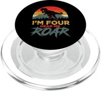 I'm Four Hear Me Roar 4° compleanno Four Dino T-Rex per ragazzi PopSockets PopGrip per MagSafe