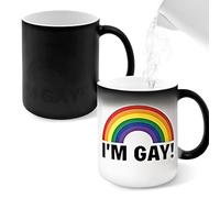 'I'm Gay' - Tazza da caffè in ceramica da 330 ml, tazza che cambia colore con il calore con arcobaleno e regalo nascosto, divertente tazza gay