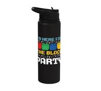 I'm Here For The Block Party Brick Builder Divertente Natale Stainless Steel Insulated Water Bottle