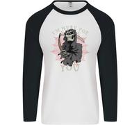 I'M Here per Te Grim Reaper Teschio Diavolo Uomo L/S Baseball T-Shirt