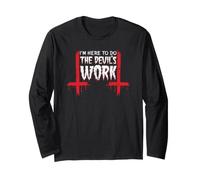 I'm Here To Do The Devil's Work Satana Occult 666 T-Shirt Maglia a Manica