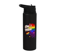 I'm Hers & She's Mine Cuore Arcobaleno LGBTQ+ Orgoglio Stainless Steel Insulated Water Bottle