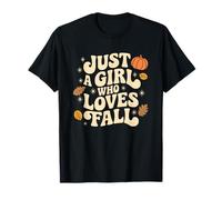 I'm just a girl who loves autunno retrò autunno zucche foglie Maglietta