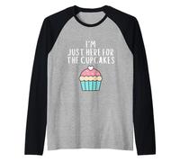 I'm Just Here for The Cup Cakes Dolce Dolce Rosa Cup Cake Maglia con Maniche Raglan