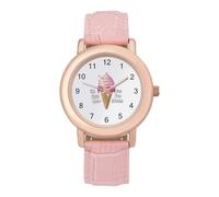 Im Just Here for The Free Ice Cream Orologio da polso da donna, elegante, analogico, al quarzo, cinturino in pelle, Stile:, regular, Cinturino