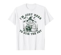 I'm Just Here to Stir The Pot Funny Witch Cat Halloween Maglietta