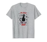 I'm Just One Cat Away - Divertente Amante degli Animali Maglietta, Uomo, Grigio Melange, 4XL