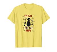 I'm Just One Cat Away - Divertente Amante degli Animali Maglietta, Uomo, Limone, L