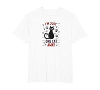 I'm Just One Cat Away - Divertente Amante degli Animali Maglietta, Uomo Taglie Grandi, Bianco, 2X Tall