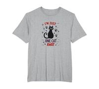 I'm Just One Cat Away - Divertente Amante degli Animali Maglietta, Uomo Taglie Grandi, Grigio Melange, 2X Tall