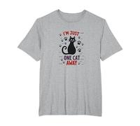 I'm Just One Cat Away - Divertente Amante degli Animali Maglietta, Uomo Taglie Grandi, Grigio Melange, 3X Tall