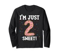 I'm Just Too Sweet 2nd Birthday Donut Theme 2 Anni Meme Maglia a Manica