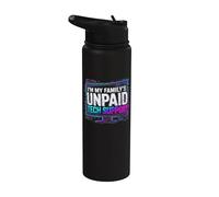 Im My Family Unpaid Tech Support Funny Technical Support Stainless Steel Insulated Water Bottle