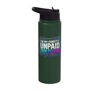 Im My Family Unpaid Tech Support Funny Technical Support Stainless Steel Insulated Water Bottle