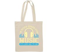 I'm never going stop music, it's like air to me slogan borsa tote in cotone naturale bianco