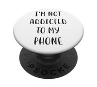 I'm not addicted to my phone Idea divertente White Lie Party PopSockets PopGrip Adesivo