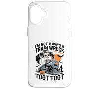 I'm Not Always A Train Wreck Just Kidding Halloween Skeleton Custodia per iPhone 16 Plus