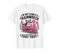 Im Not Always a Trainwreck Cute Raccoon Rosa Toot Toot Treno Maglietta
