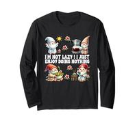 Im Not Lazy I Just Enjoy Doing Nothing Funny Summer Gnome Maglia a Manica