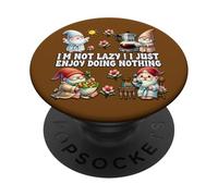 Im Not Lazy I Just Enjoy Doing Nothing Funny Summer Gnome PopSockets PopGrip Adesivo