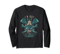 I'm Not Old I'm Classic. Biker Skull Grafica Motorcycle Maglia a Manica