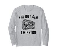 I'm Not Old I'm Retro Funny Boom Box Design Distressed Maglia a Manica