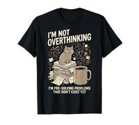 I'm Not Overthinking I'm Pre-Solving Problem Owl Citazione Divertente Maglietta con Stampa Grafica Economica, Uomo, Nero, M