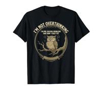 I'm Not Overthinking I'm Pre-Solving Problem Owl Citazione Divertente Maglietta con Stampa Grafica Economica, Uomo, Nero, XL