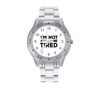 I'm Not Tired with Arrow - Orologio da polso da uomo, in acciaio inox, analogico, al quarzo, da lavoro, Stile:, regular, Bracciale
