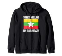 I'm Not Yelling Birmano Bandiera del Paese Birmania Felpa con Cappuccio