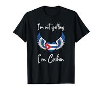 I'm Not Yelling I'm Cuban Heart with Angel Wings Bandiera Cubana Maglietta