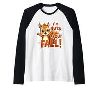 I'm Nuts About Fall Lover, Simpatico Scoiattolo Autunnale da Donna Maglia con Maniche Raglan