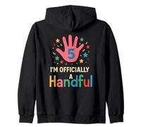 I'm Officially A Handful Mano Rosa 5 Anni Festa Bambini Felpa con Cappuccio