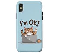 I'm OK Angry Cat Grumpy Kitten Laptop Funny Daying Working Custodia per iPhone X/XS
