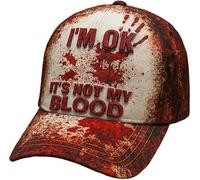 I'm Ok, It's Not My Blood, cappello con stampa artistica ricamata, costume horror per Halloween (UK, alfa, taglia unica, rosso)