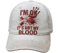 I'm Ok, It's Not My Blood, cappello con stampa artistica ricamata, costume horror per Halloween (UK, Alpha, taglia unica, bianco)