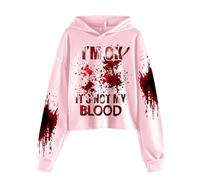 I'm Ok It's Not My Blood Felpa con cappuccio casual a maniche lunghe con stampa, per bambini, con stampa iridescente (rosa, 6-7 anni)